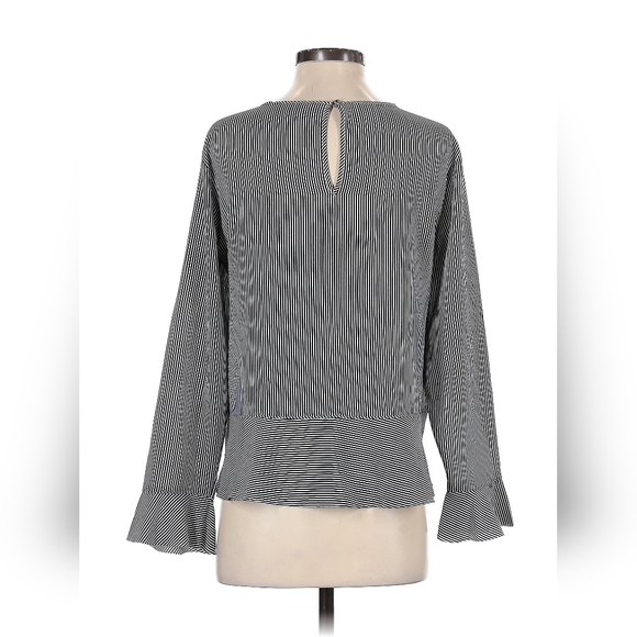 Banana Republic stripe blouse peplum pintuck - Picture 2 of 7